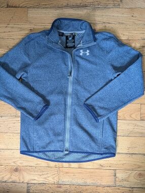 EUC Under Armour Heather Blue Zip-Up Lightweight Jacket Youth Large *N12